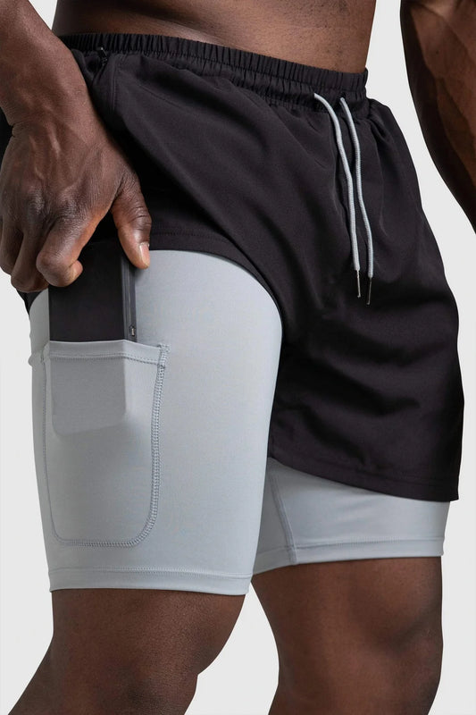 Men’s 2-in-1 Athletic Running Shorts with Compression Inner Layer